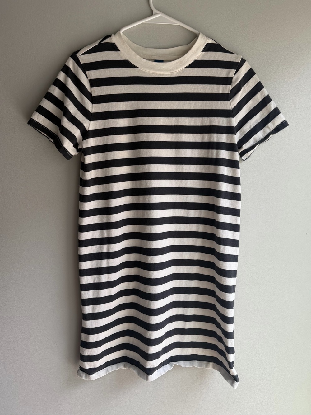 Navy & White Striped Short Sleeve T-shirt Dress
